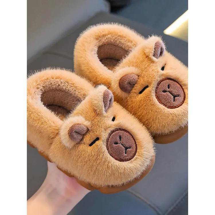 卡皮巴拉儿童棉鞋踩屎感男童冬季卡通可爱防滑软底亲子棉拖鞋女童