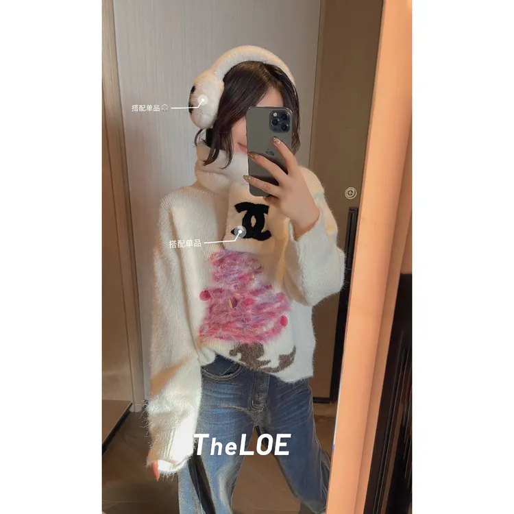 TheLOE/【圣诞树手工亮片羊毛毛衣】450-461g长袖针织衫#LE-8991