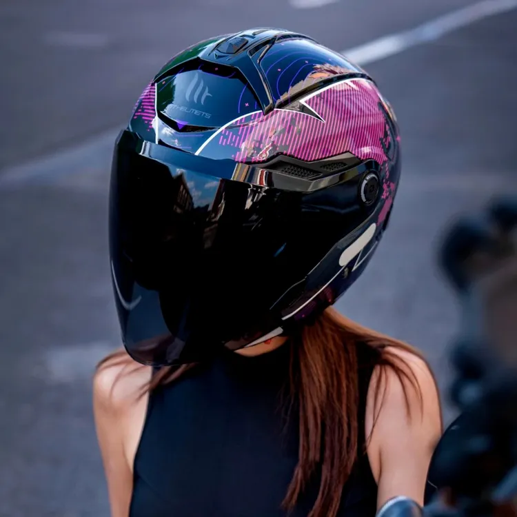 MT头盔雷神4半盔星际四分之三盔夏男女机车四季3C认证双镜片踏板