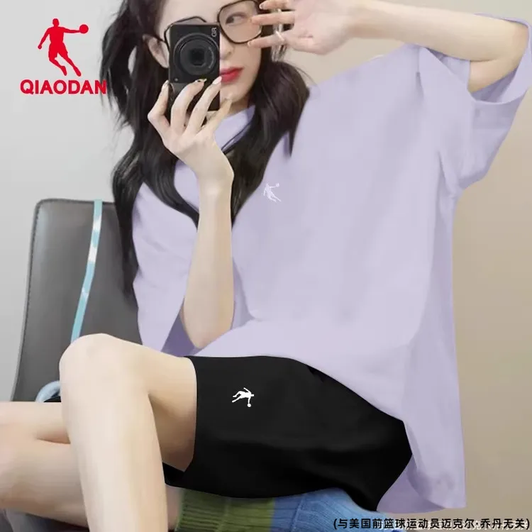 乔丹运动短袖女2025春夏季新款情侣冰丝宽松百搭跑步健身休闲学生
