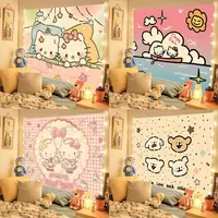 三丽鸥mikko可爱卡通背景布ins风房间装饰挂毯宿舍出租房布置挂布