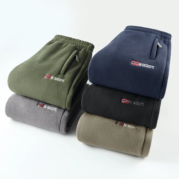 挪威户外加绒加厚摇粒绒冬季保暖直筒休闲裤有大码