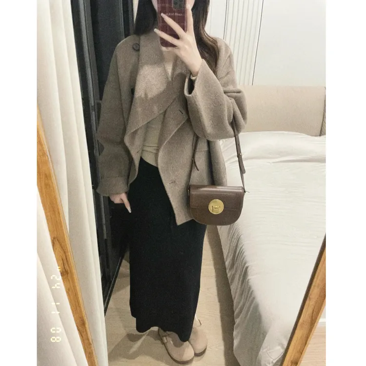 双面羊绒呢子大衣女2025新款赫本风毛呢外套小个子高级感气质韩系