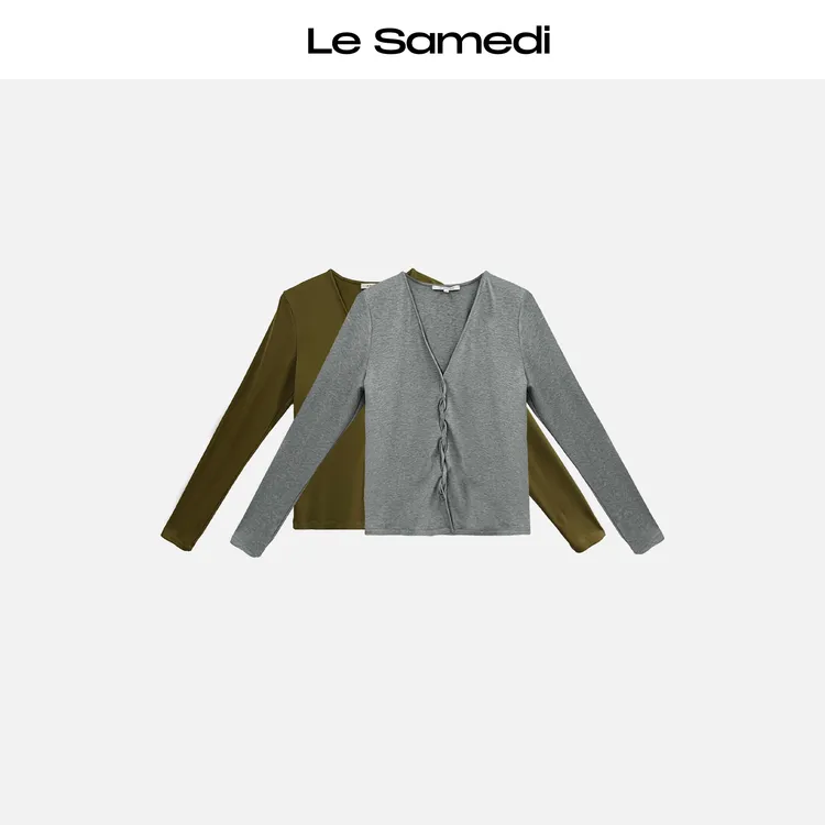 Le Samedi【野心茱丽叶】極简海妖风 修身扭结V领开衫