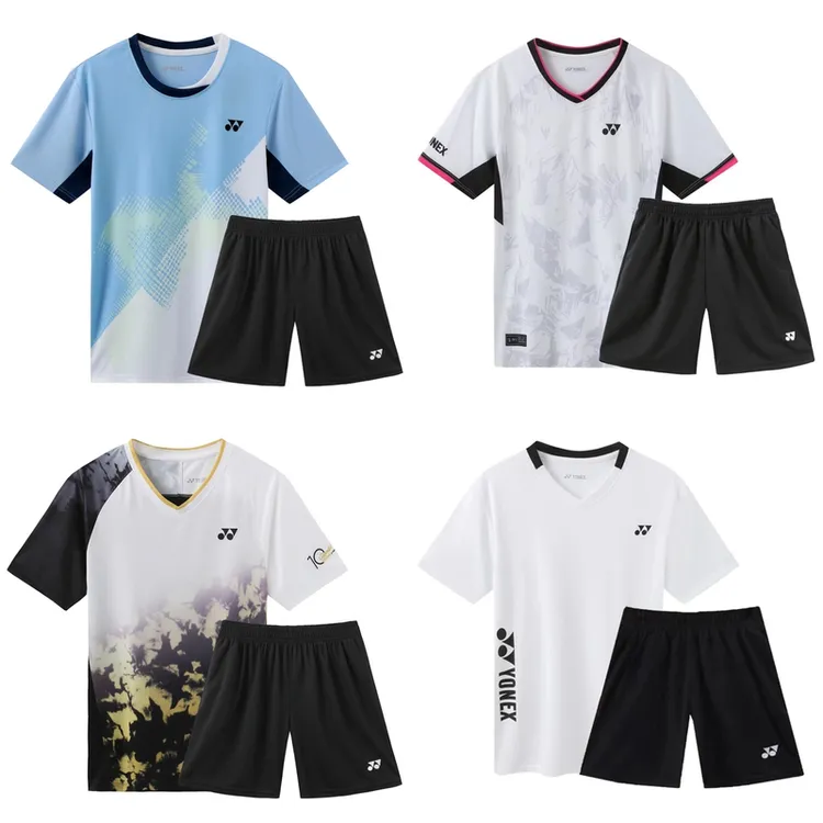 新款速干透气羽毛球服男套装女短袖运动比赛训练服团购定制球衣