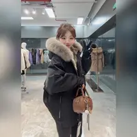 td  韩版大口袋【獭兔+毛袖】一衣三穿皮草派克服5872