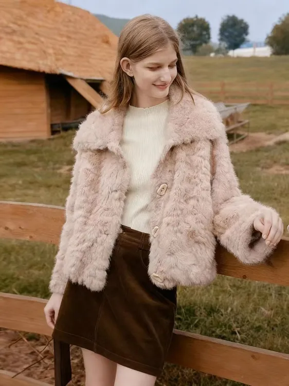 张予曦同款咩咩短外套加厚短款羊羔毛外套翻领厚款