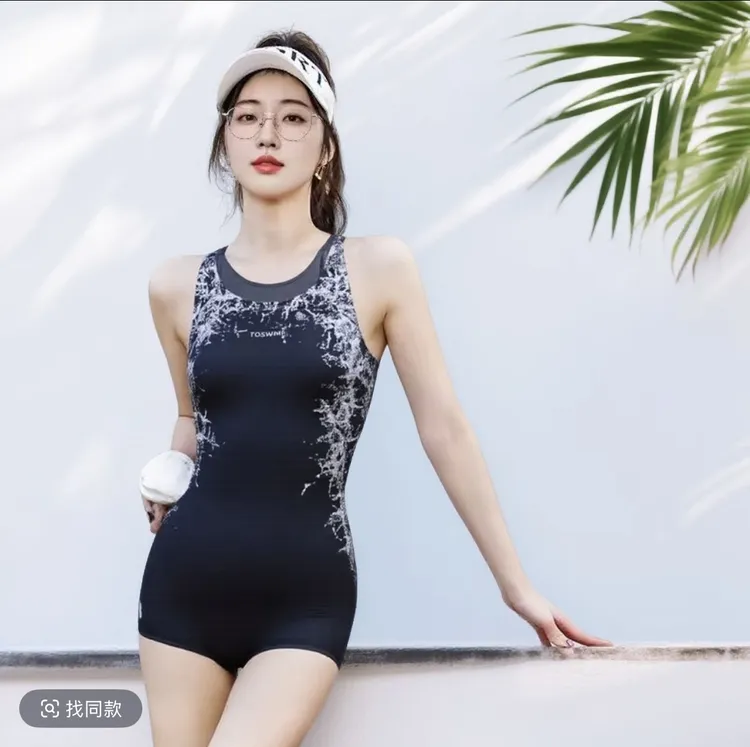 {黑色荆棘}小平角连体竞速泳衣