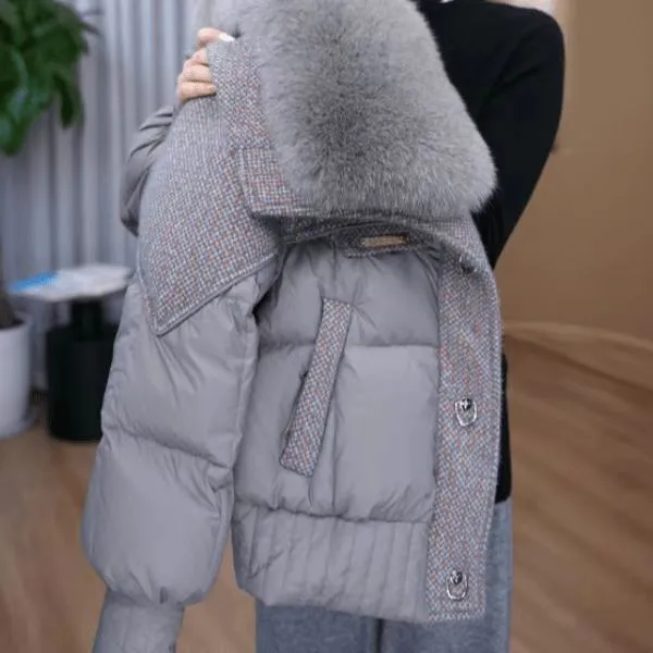 2025秋冬韩系慵懒风条纹棉服女日常通勤穿搭出街随性有格调