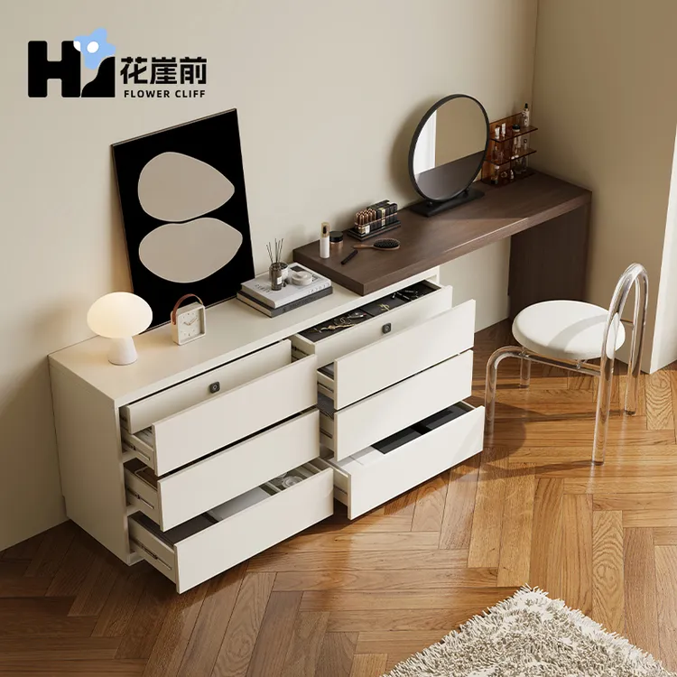 花崖前中古风指纹锁暗格梳妆台多功能斗柜一体卧室网红梳妆台主卧