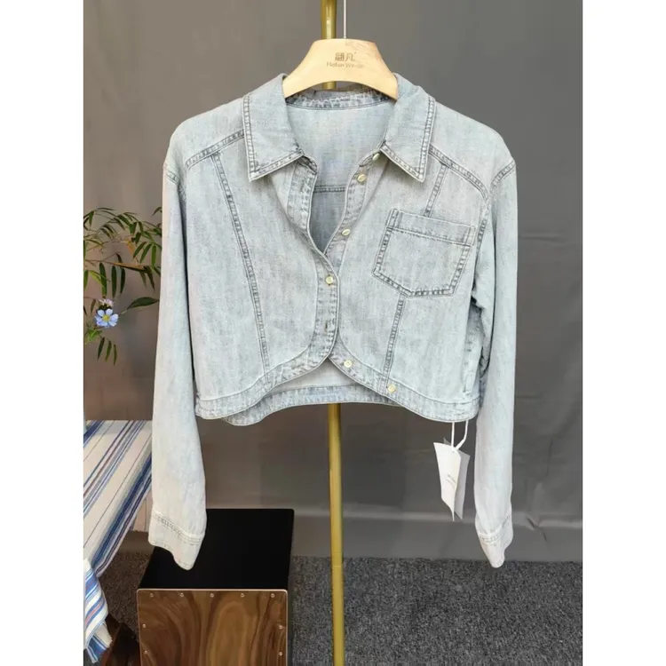 翮凡心荐→实拍实测 牛仔衣胸围100衣长46袖长58