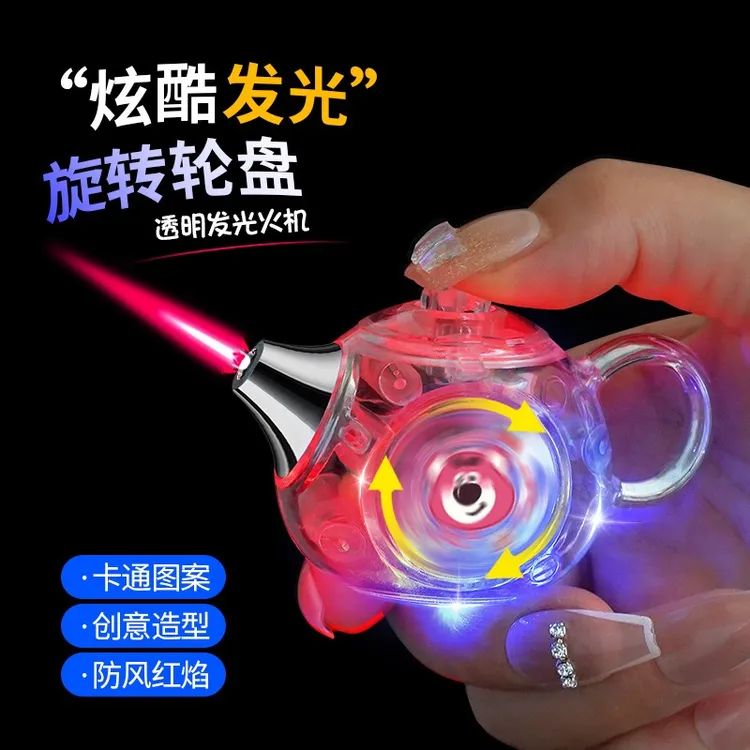 网红把把胡发光创意打火机防风火焰解压旋转送男友打火机礼物