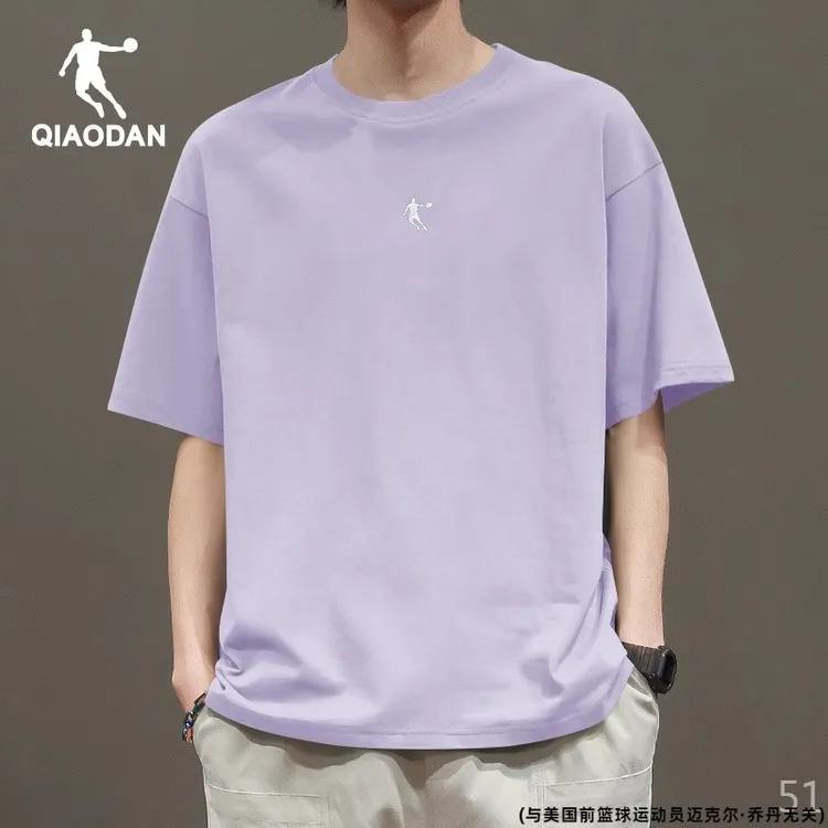 乔丹紫色短袖t恤男士2025夏季新款休闲运动服潮T健身跑步运动上衣