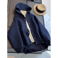 复古空气层气质休闲宽松加厚连帽卫衣女长袖休闲百搭外套