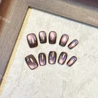 (长短可选)魔力紫玻璃珠猫眼显白高级美甲贴片穿戴甲