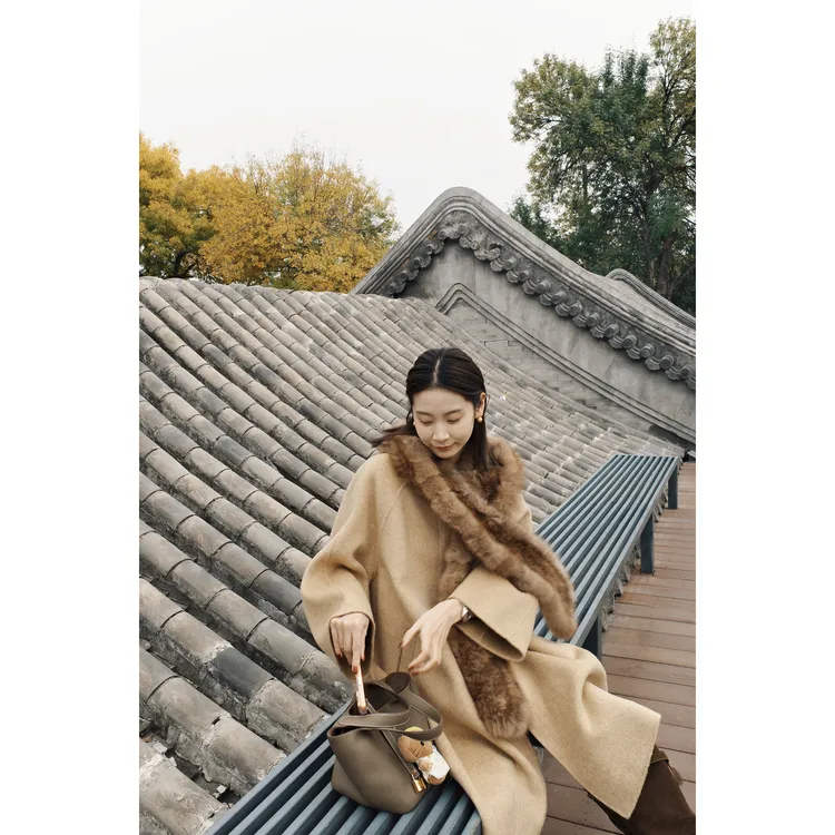 CHENSMCHEN翻领阔版双面呢大衣女时尚气质百搭显瘦外套CSW10502TT