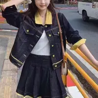 【小两口】显瘦复古女宽松型秋季拼接洋气长袖短外套网红春季2700