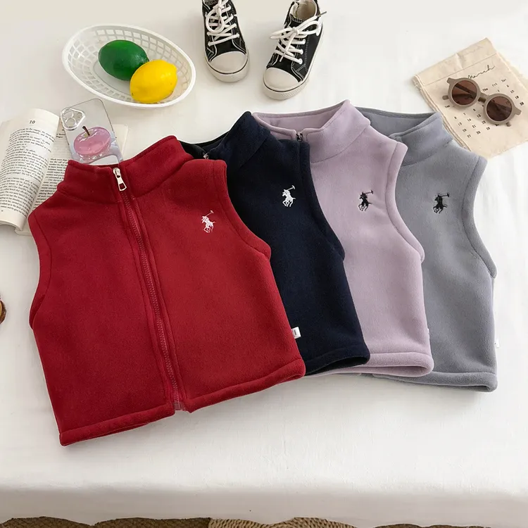 【儿童加绒马甲】男女童刺绣加绒休闲马甲宝宝加绒立领外穿马甲秋冬