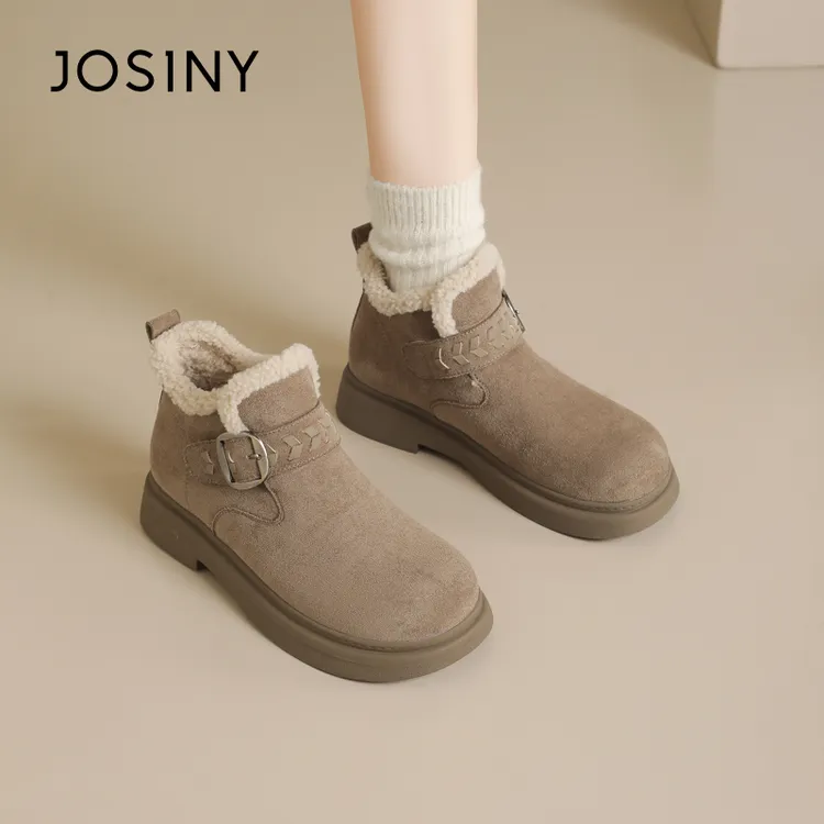 卓诗尼软底软面勃肯靴女2025新款冬季加绒加厚保暖短靴复古百搭靴