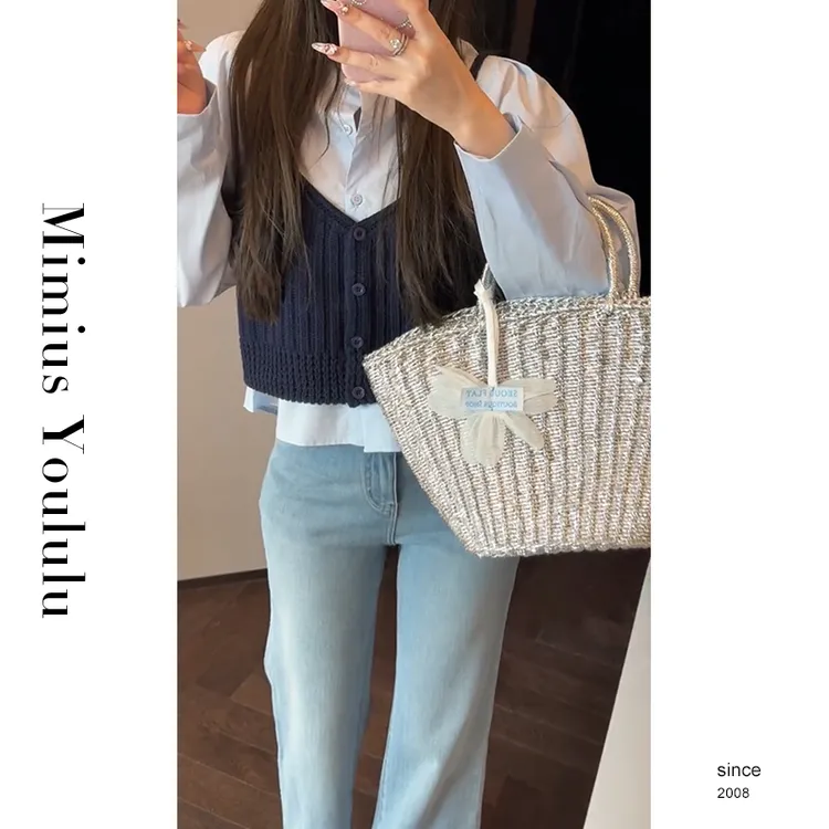 【mimius】&B游鹿鹿 韩系甜美通勤衬衫+背心 WG02068