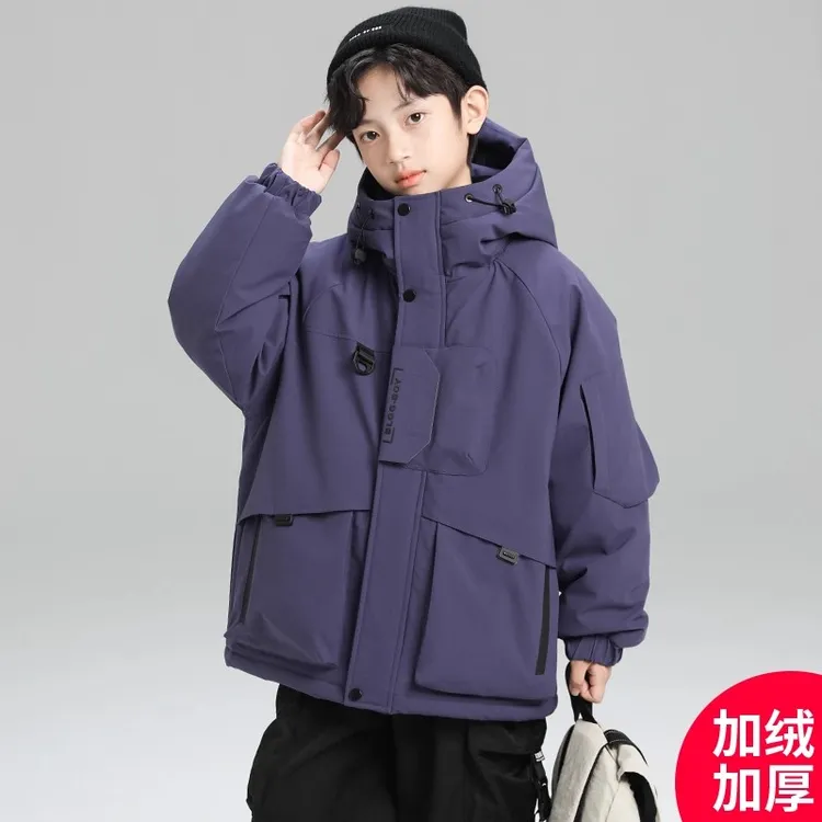 男童外套秋冬款2025新款冬季加绒加厚中大儿童男孩冬装派克棉服潮