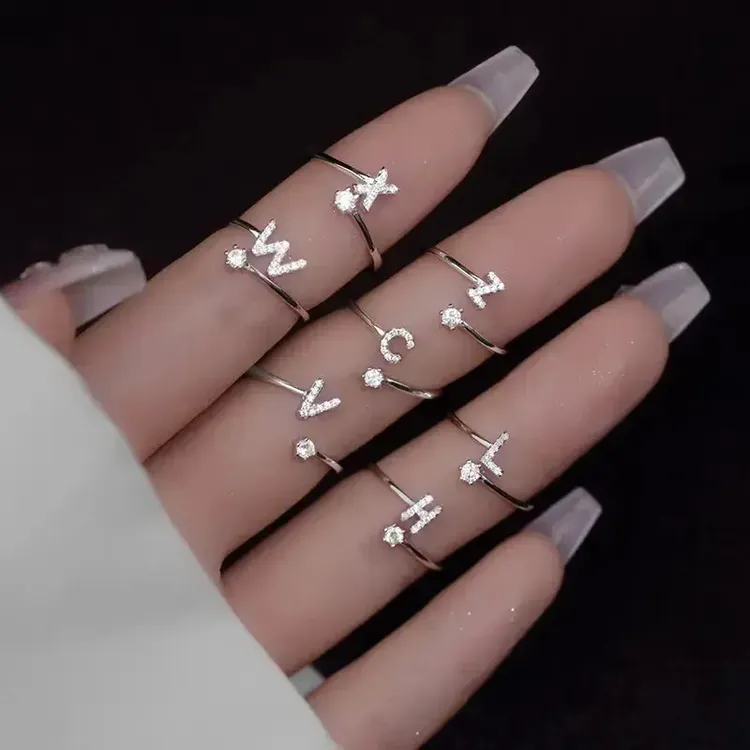 925银合成锆石戒指 轻奢简约个性戒指小众原创百搭925银活口指戒商品图