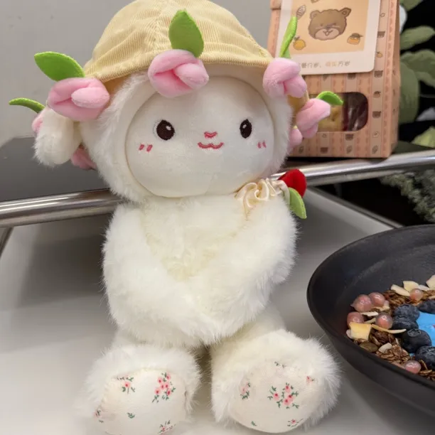 七夕情人节爆款超可爱玫瑰花小羊玩偶可爱娃娃送女友玩偶毛绒玩具