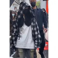 徐秋阳 新生偶像 时尚百搭前短后长设计款格子衬衣外套11000