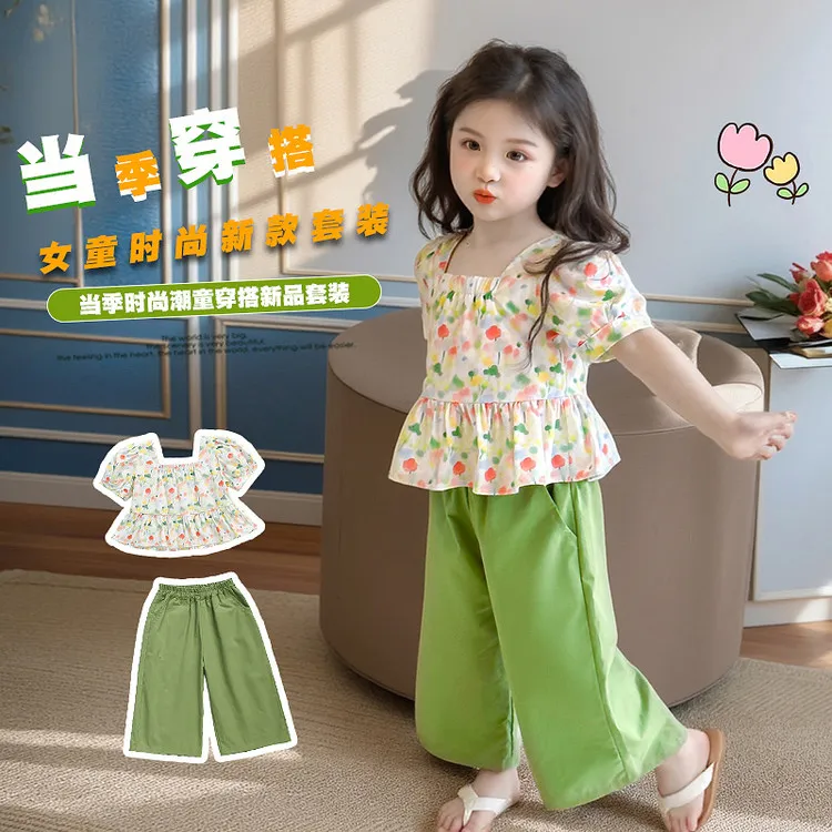 女童套装夏季2025新款网红小童女宝宝夏款洋气时髦儿童装韩范夏装