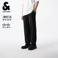 杰克琼斯秋季新款百搭时尚休闲出街抽绳腰弹力纯色宽松牛仔裤男装