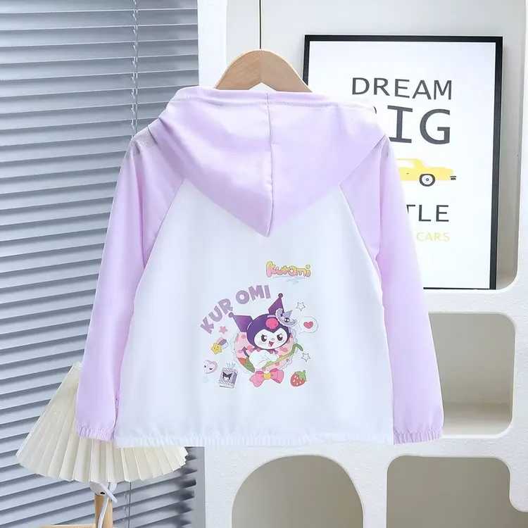 儿童夏季新款库洛米防晒服薄款冰丝女孩卡通连帽小学生儿童防晒衣