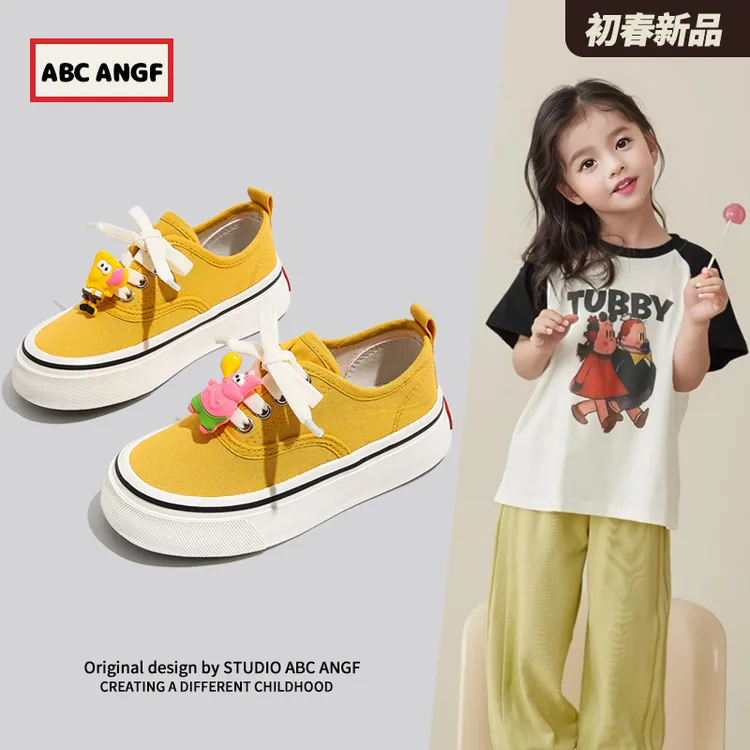 ABC ANGF官方儿童帆布鞋软底2025新款宝宝大头女童板鞋男童鞋春秋