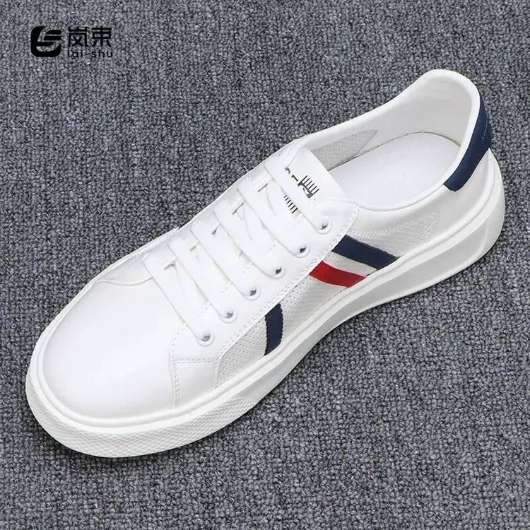 夏季男鞋2025新款时尚镂空透气真皮小白鞋男日常百搭平底休闲板鞋