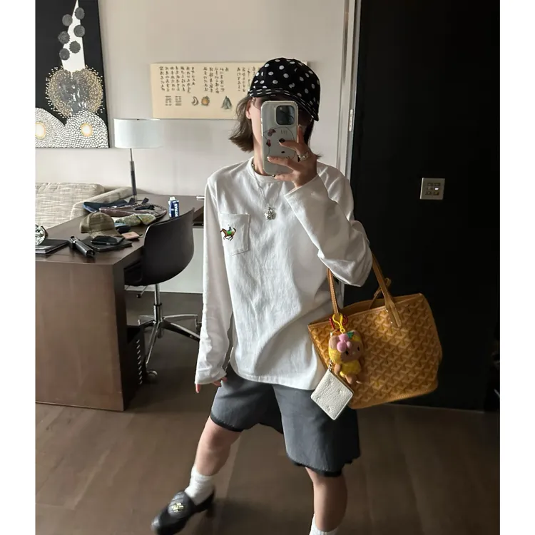 Our2【小马口袋T】小马设计款显瘦百搭口袋长袖T【B7844】