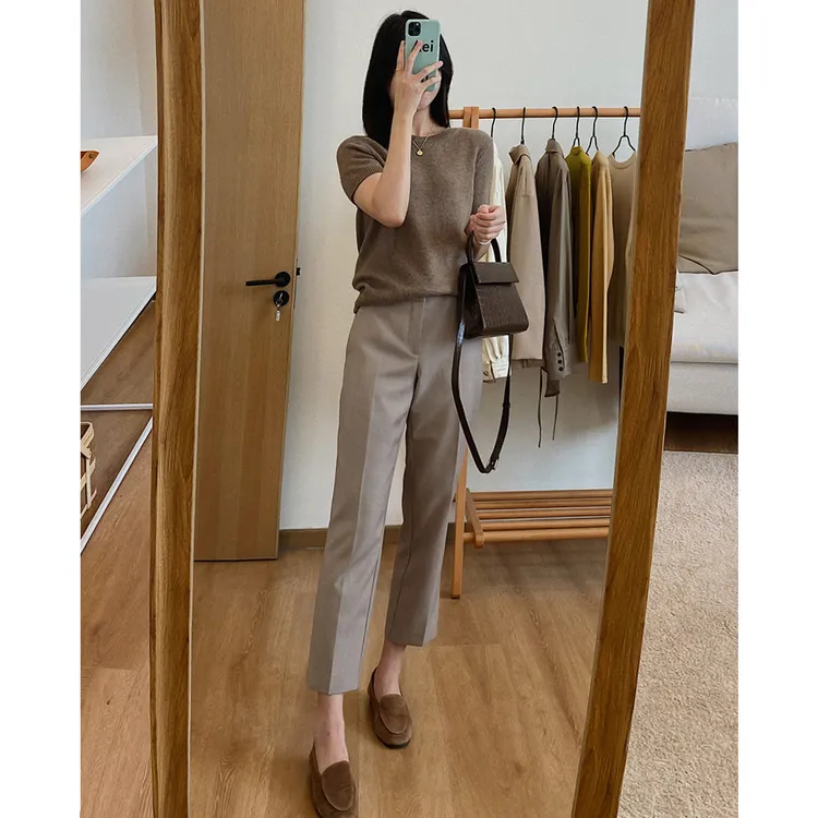 烟管西装裤女春秋夏宽松休闲直筒裤高腰显瘦小百搭正职业工作裤