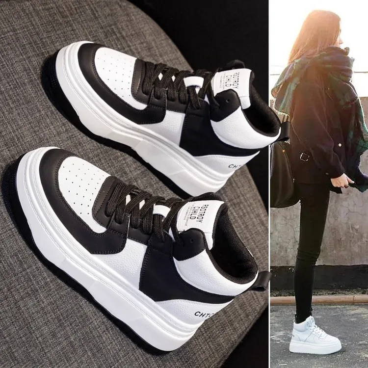 【JTG&SHOES 官方】真皮内增高小白鞋女2025秋季新款厚底高帮小个子