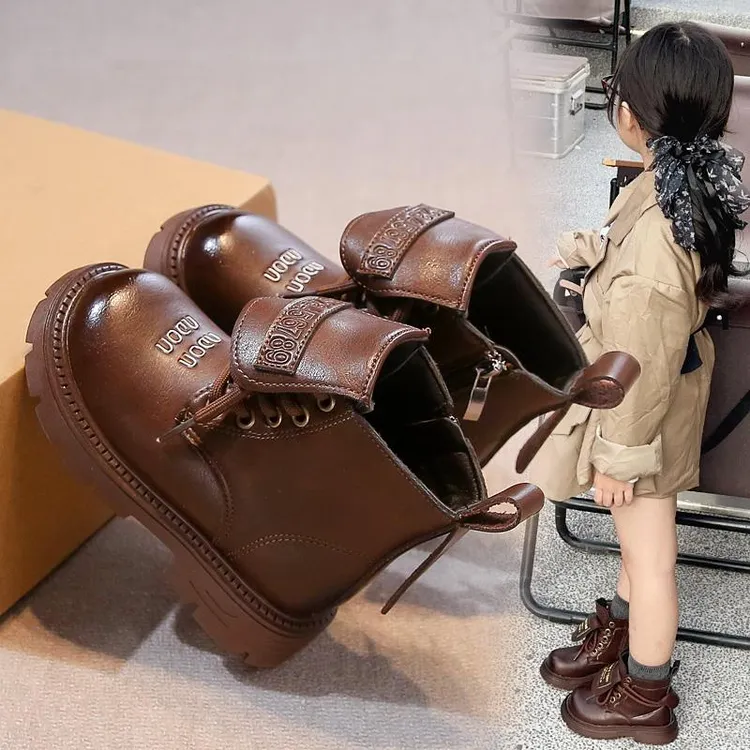 女童靴子2025新款秋冬款儿童马丁靴防滑保暖鞋短靴鞋马丁软底皮靴
