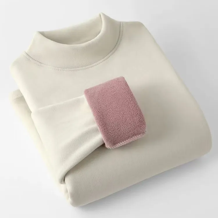 秋冬新款加绒加厚保暧衣半高领打底蓄热吸湿百搭上衣女士纯色修身