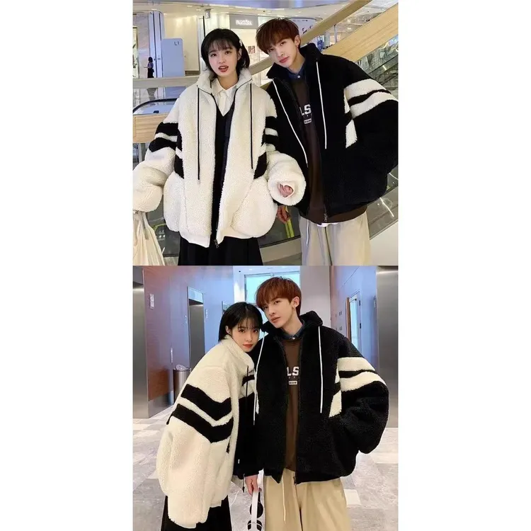 羊羔绒棉衣男冬季保暖立领摇粒绒外套潮牌ins痞帅炸街情侣装棉服