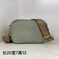 【头层牛皮】真皮女包单肩斜挎包绣线小方包灰色