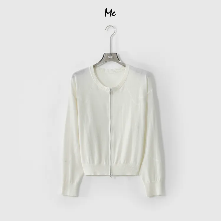 ME【骨线针织开衫】绵羊毛混纺云柔透气弧形骨线百搭毛衣MESS1005