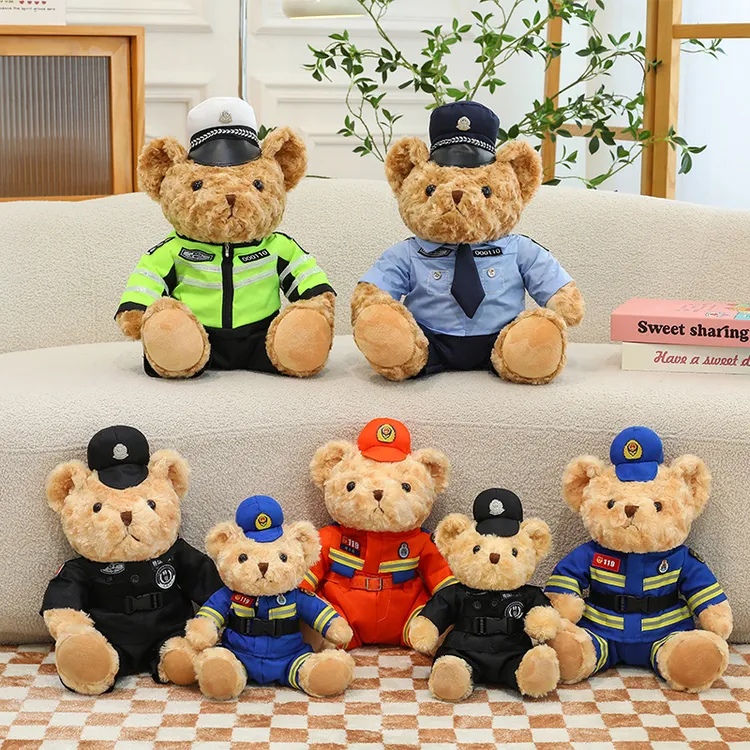 警察小熊公仔消防小熊玩偶制服消防服泰迪熊毛绒玩具女生儿童礼物