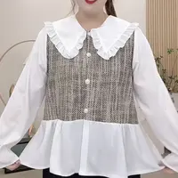 胖胖家*8855新款娃娃领减龄百搭显瘦上衣