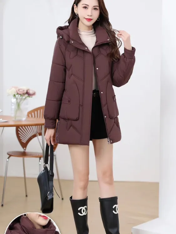 中长款加厚保暖妈妈棉衣外套时尚百搭羽绒棉服显瘦遮赘肉气质短款