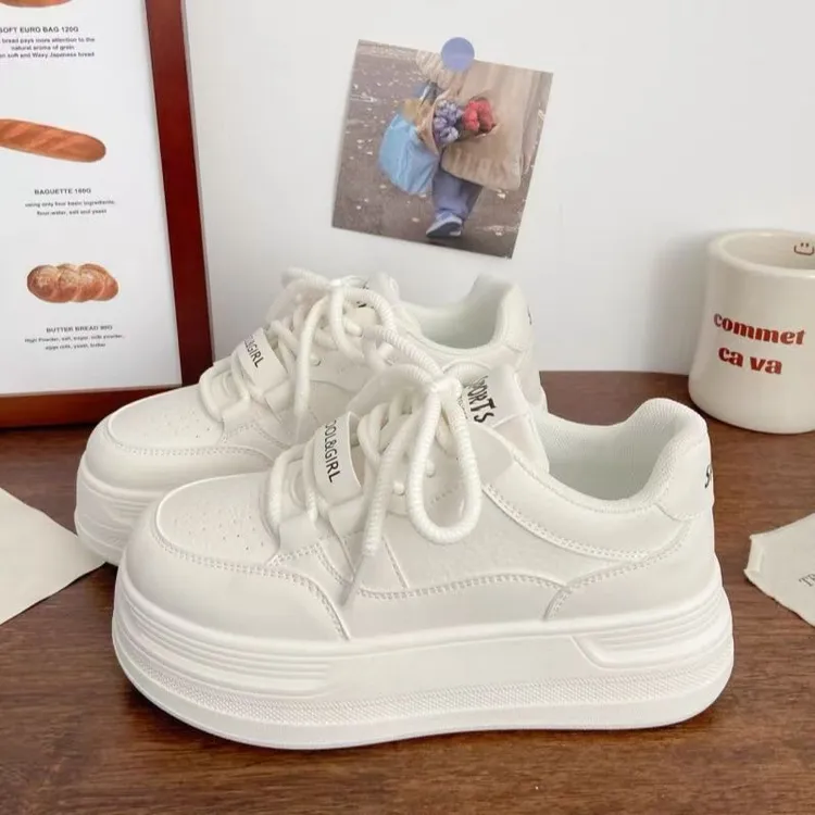 丑萌厚底小白鞋女大头2025春秋新款chic小众透气百搭松糕运动板鞋