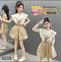 女童小飞袖套装夏装2025新款洋气女童短裤两件套韩版休闲夏季