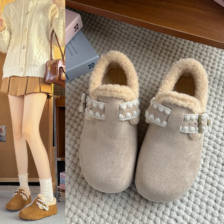 【现货+运费险】加绒勃肯鞋增高厚底日常棉鞋防滑复古ins