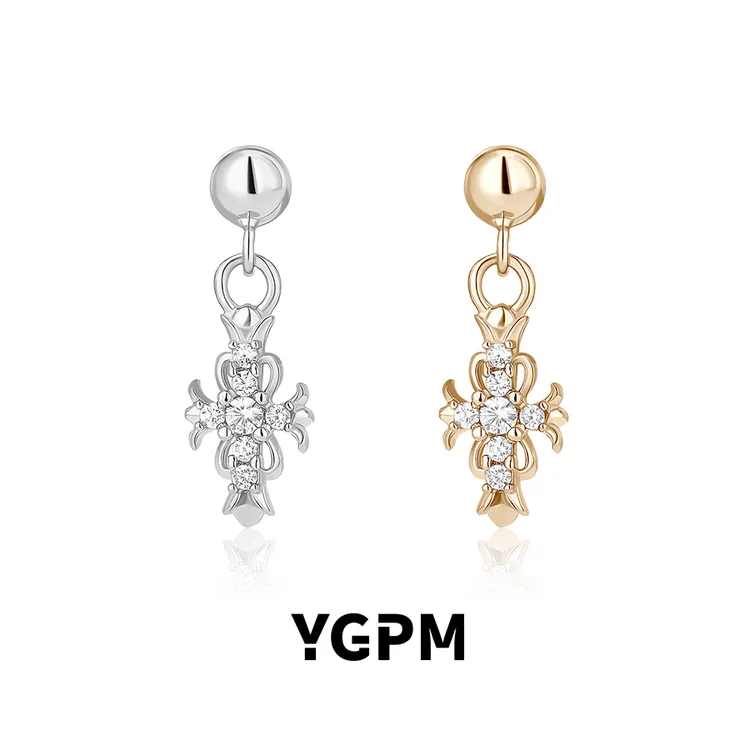 925银莫桑石耳饰 YGPM长款鸢尾花吊坠耳钉女小众设计轻奢松弛感