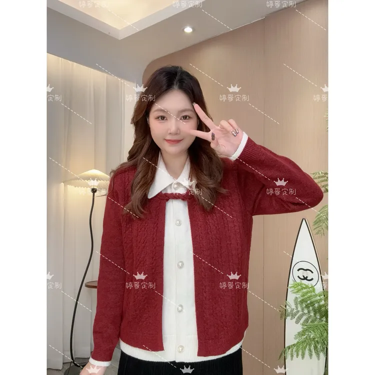 【新品上新 婷哥定制 暖冬落叶】冬季大码女装显瘦毛衣上衣TGW41785