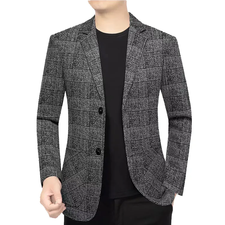 男士秋冬季西装外套修身加厚韩版商务西服中年男士西装春秋外套